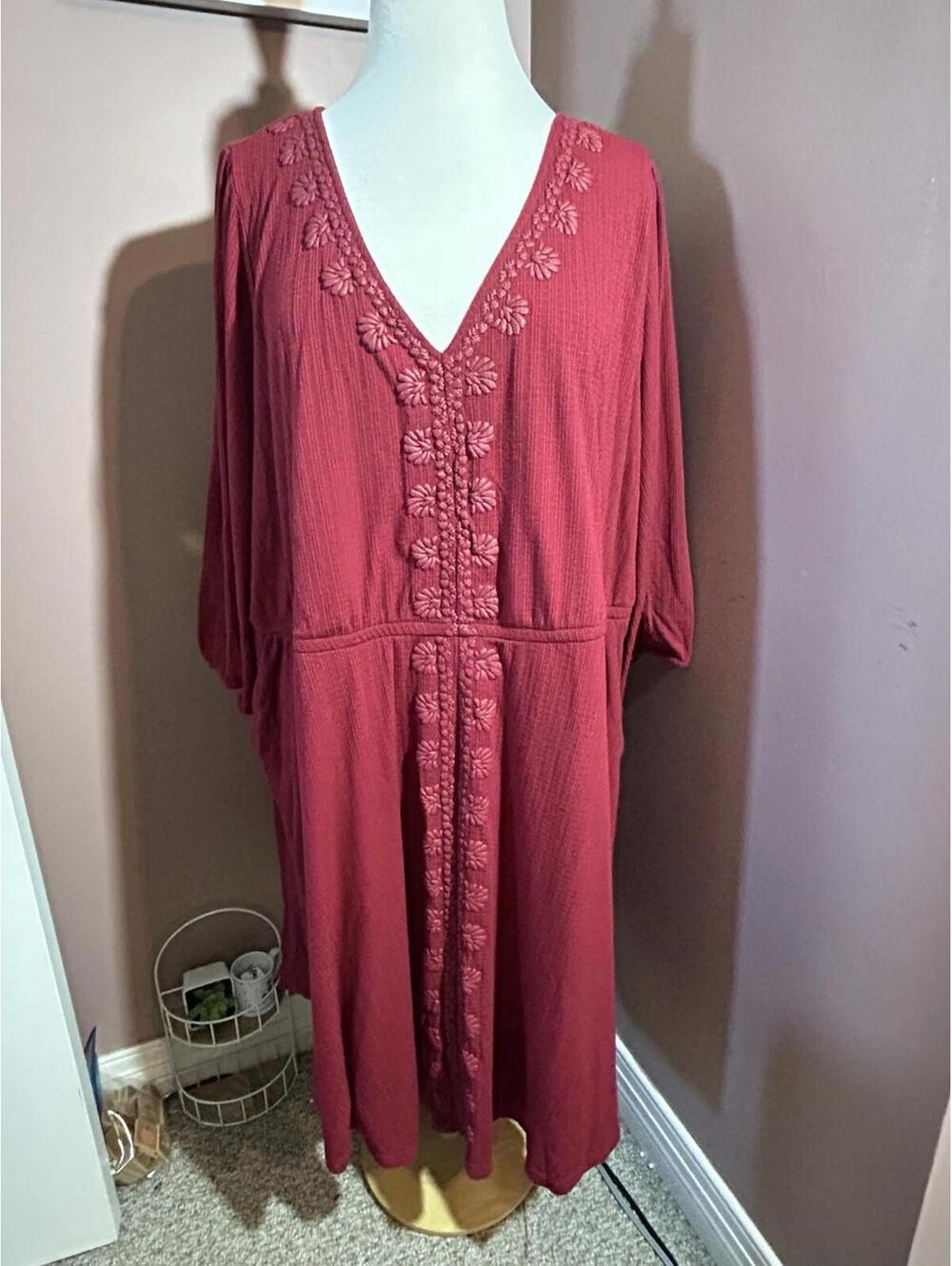 Torrid Mini Jersey Skater Dress Torrid Size 4 26/28 Puff Print 3/4 Sleeve Lined